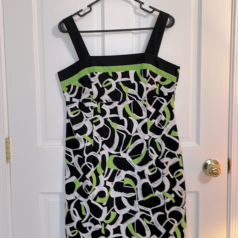 Karin Stevens Black Strap whimsical Print Dress, Size 12